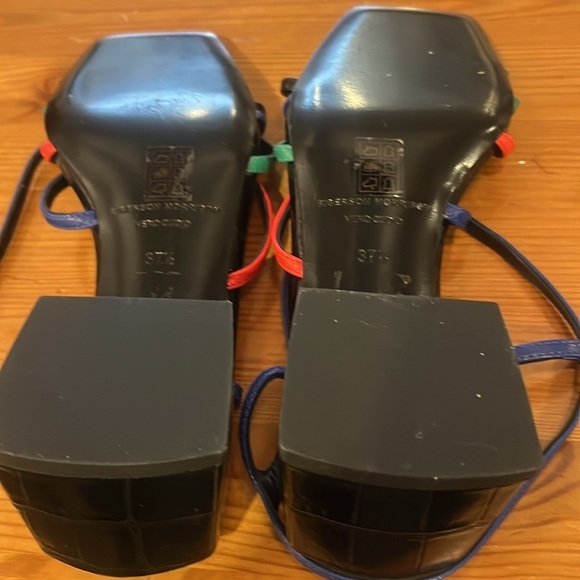 Sigerson Morrison Ellia Strappy Multicolor Block Heel Sandals. Size 37.5 - Picture 9 of 11